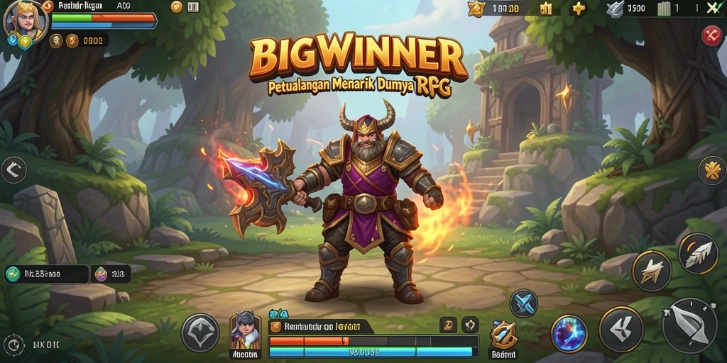 Screenshot gameplay RPG yang menampilkan pertarungan epik.
