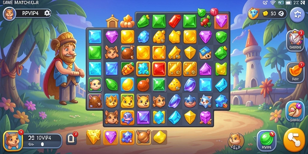Tampilan screenshot menunjukkan gameplay seru RPVIP4 dengan pencocokan warna-warni.
